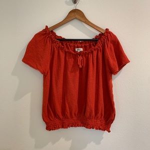 Madewell red off the shoulder top